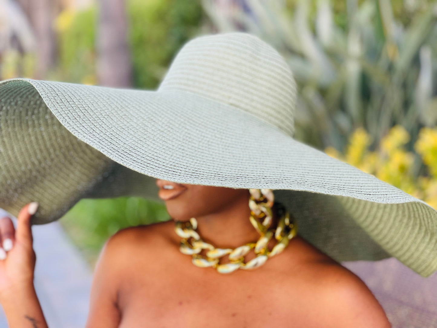 Beach Babe Straw Hat - Sage Green