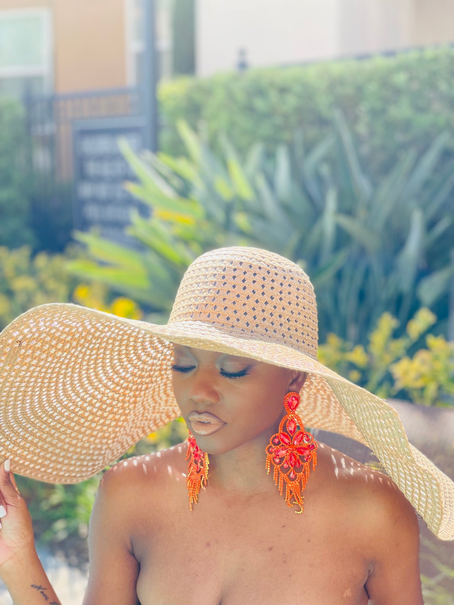 Beach Babe Straw Hat (Diamond Cut) - Sand