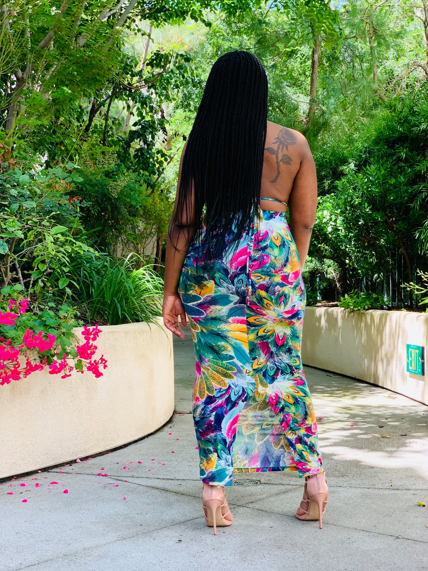 Feather Bomb Maxi Dress - Lavish Accessories & Shoe House