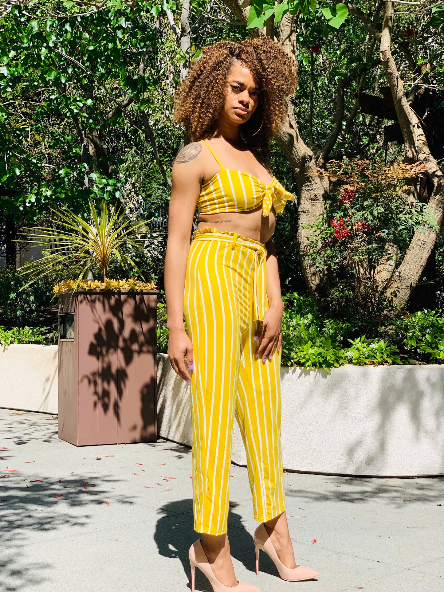 Spring & Stripes Set - Yellow - Lavish Accessories & Shoe House
