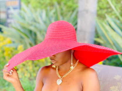 Beach Babe Straw Hat - Red