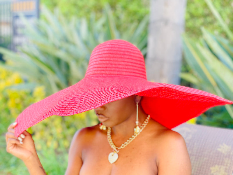 Beach Babe Straw Hat - Red