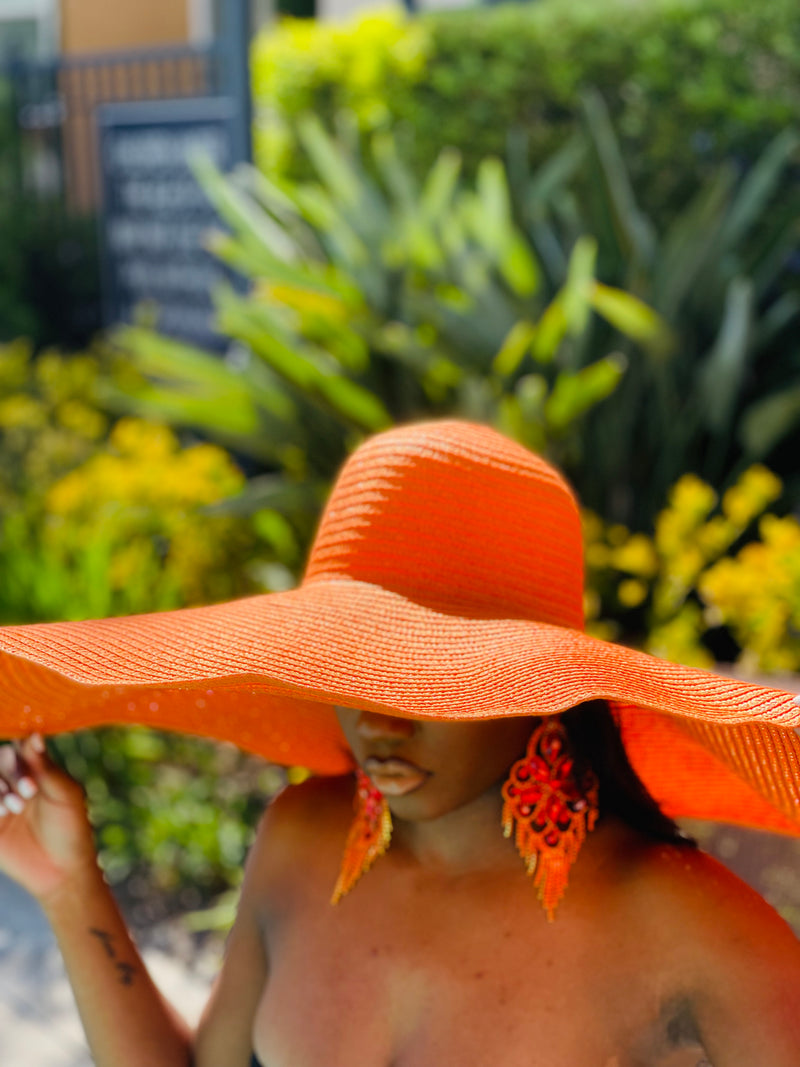 Beach Babe Straw Hat - Tangerine