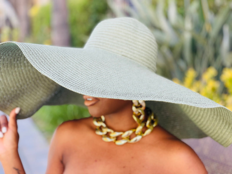 Beach Babe Straw Hat - Sage Green