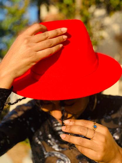 Kelly Fedora - Red - Lavish Accessories & Shoe House