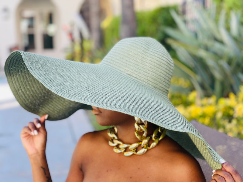 Beach Babe Straw Hat - Sage Green