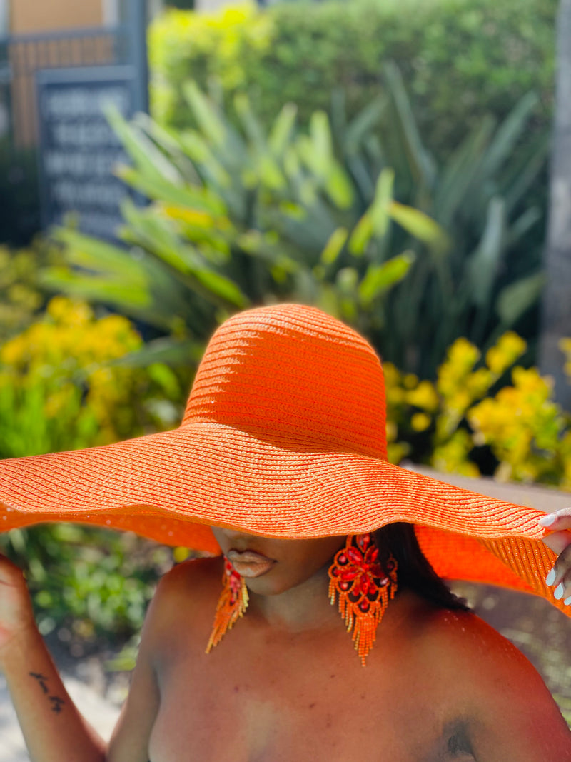Beach Babe Straw Hat - Tangerine