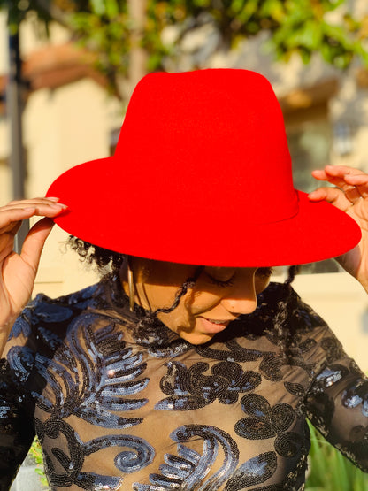 Kelly Fedora - Red - Lavish Accessories & Shoe House