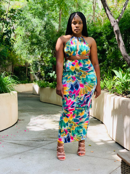 Feather Bomb Maxi Dress - Lavish Accessories & Shoe House