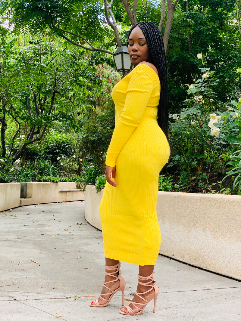 Get Me Bodied Dress - Yellow - Lavish Accessories & Shoe House