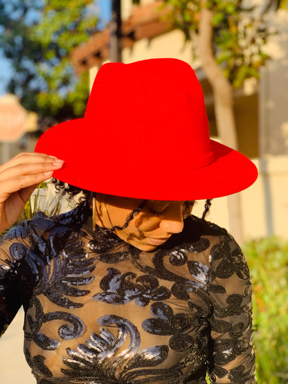 Kelly Fedora - Red - Lavish Accessories & Shoe House