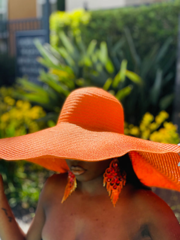 Beach Babe Straw Hat - Tangerine