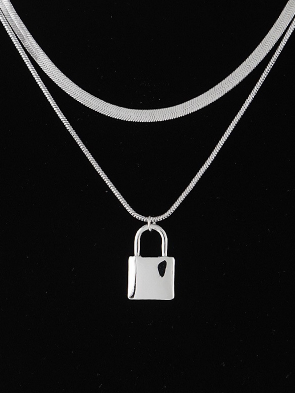 Lock You Down Necklace - Silver