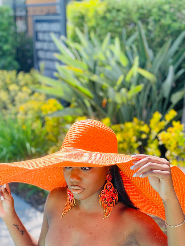 Beach Babe Straw Hat - Tangerine