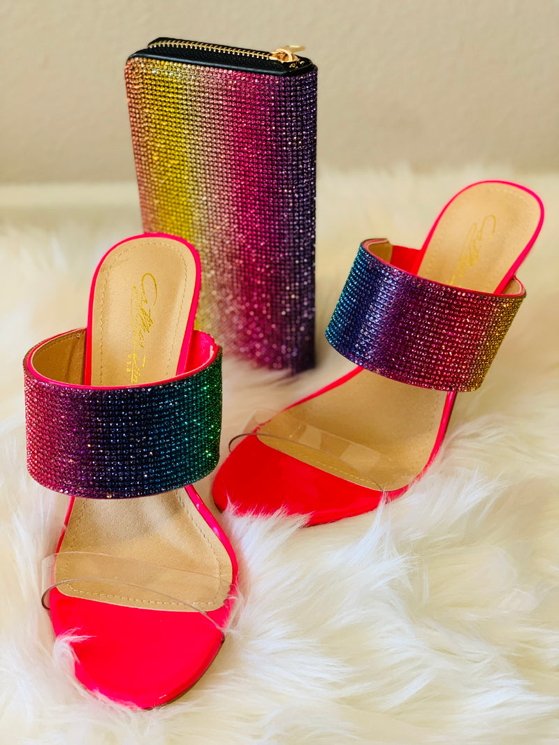 Jazzy Rainbow Mules - Pink - Lavish Accessories & Shoe House